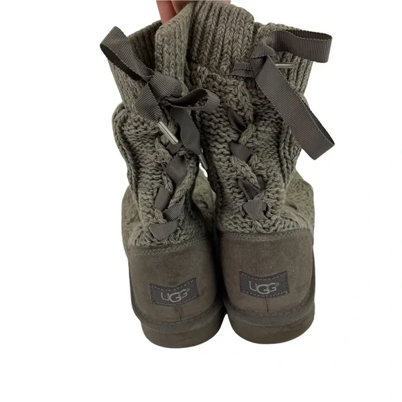 UGG Isla Sweater Cable Knit Boots in Gray Size 7 - Picture 12 of 16